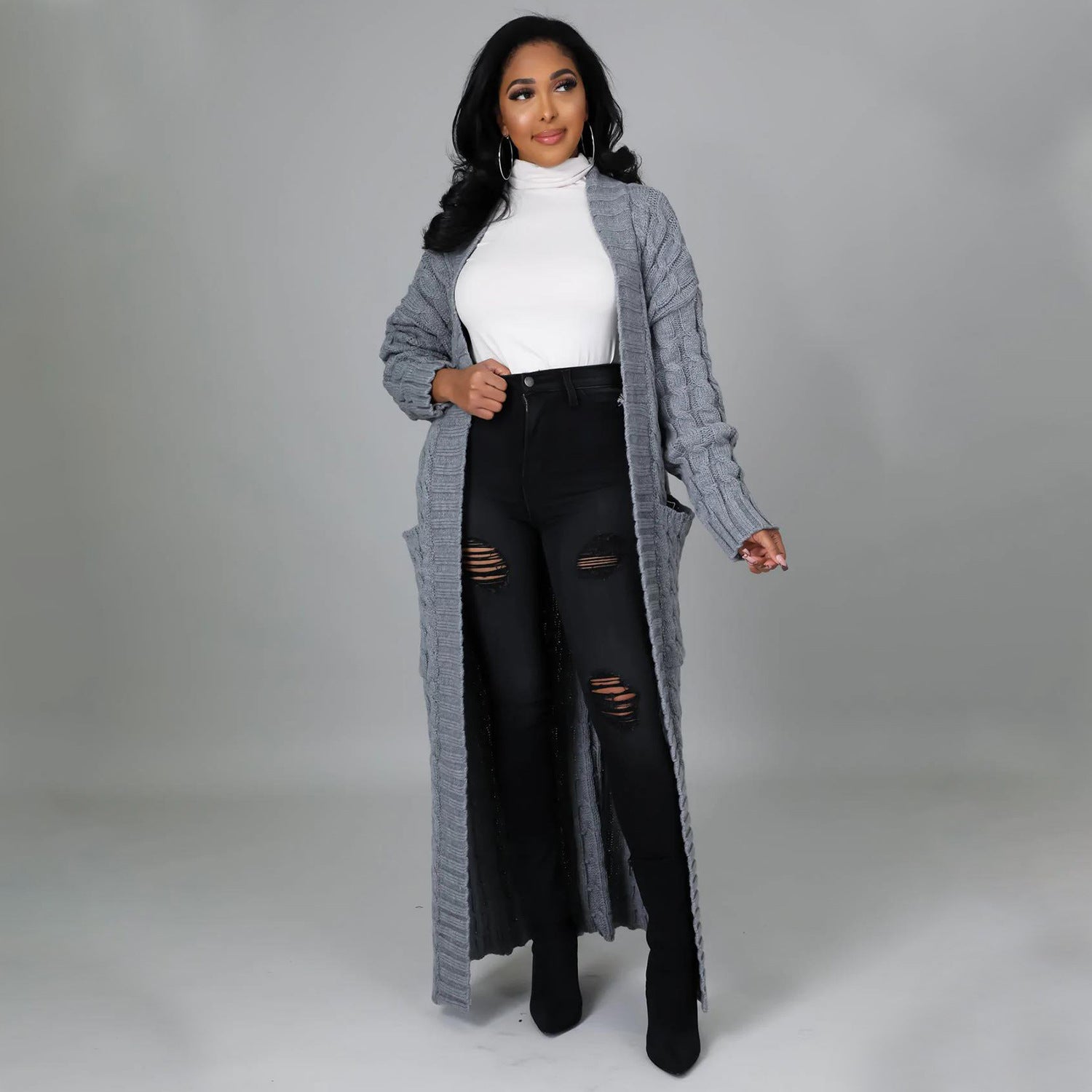 Sexy lässiger Langarm-Pullovermantel für Damen