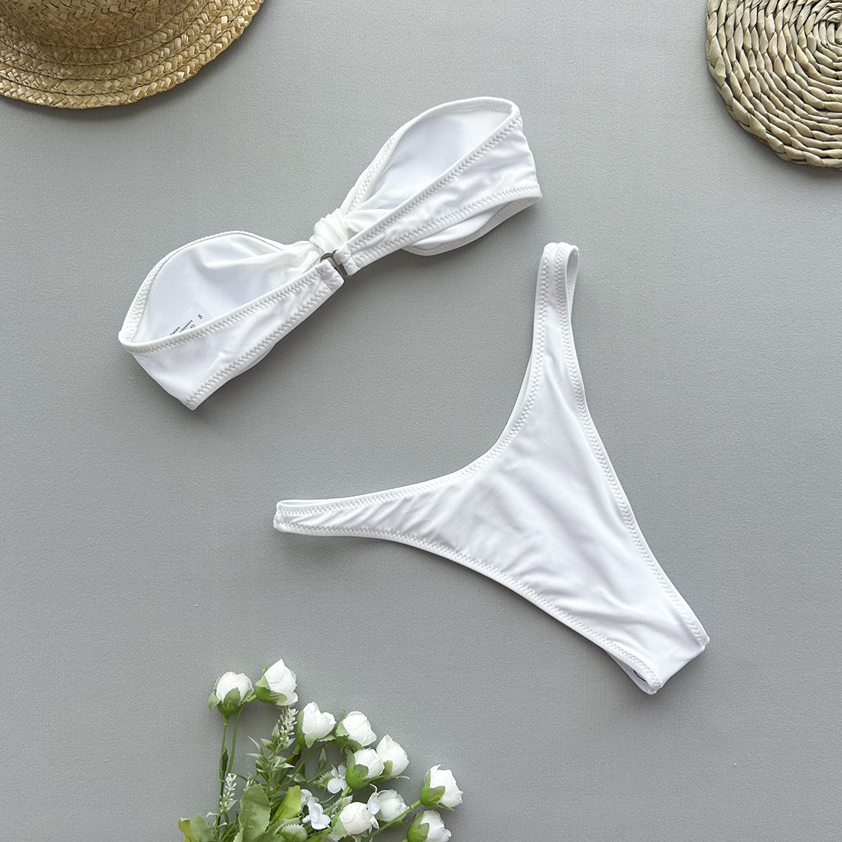 Maillot de bain bikini tube sexy de couleur unie