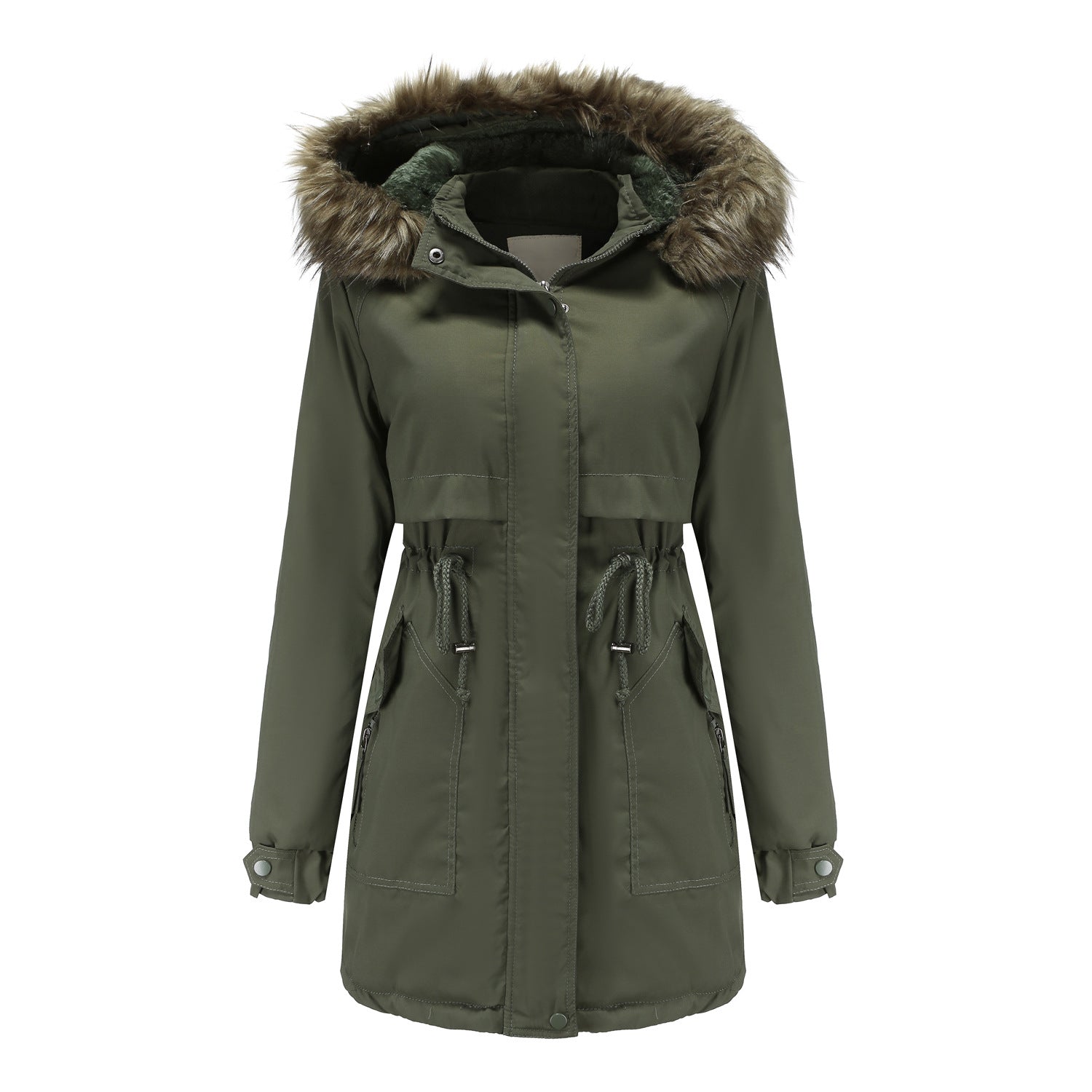 Steppparka mit abnehmbarem Pelzkragen