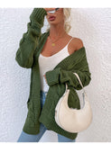 Twist Pocket Mid-Length Knitted Cardigan Coat