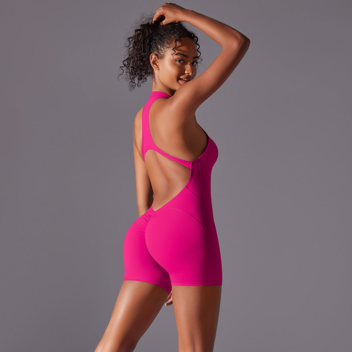 ZipSculpt High Compression Peach Lift Yoga Jumpsuit