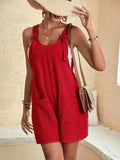 Relaxed Fit Suspender Shorts Romper for Women