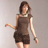 Pleated One Shoulder Backless Twisted Lace-up Asymmetric T-Shirt Top