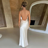 Backless Slim Fit Split Spaghetti Strap Dress
