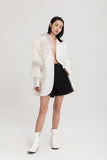 3D Ruffled Asymmetric White Mesh Coat
