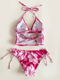 Sexy Bikini-Set mit Blumen-Ausschnitt und hoher Taille