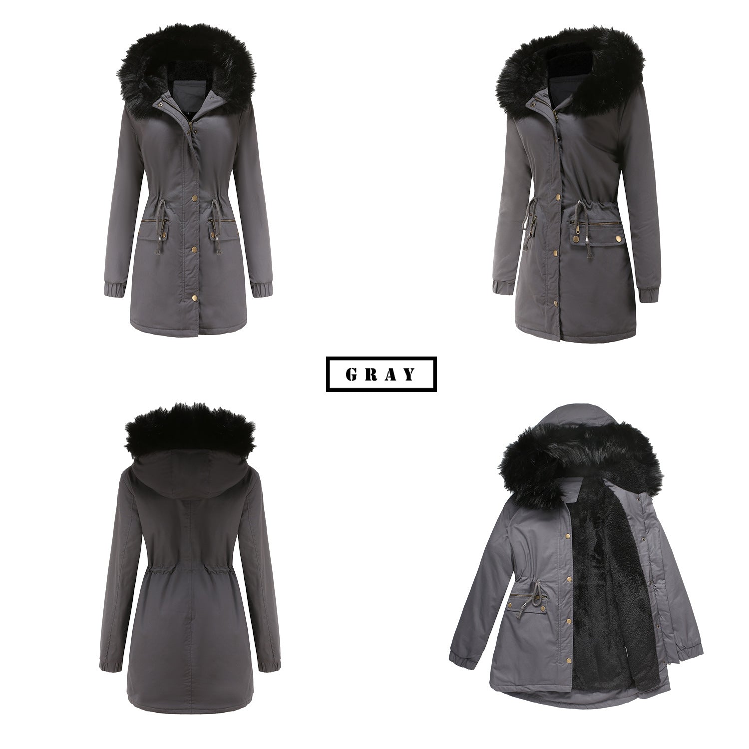 Fur Collar Hooded Winter Coat for Women
