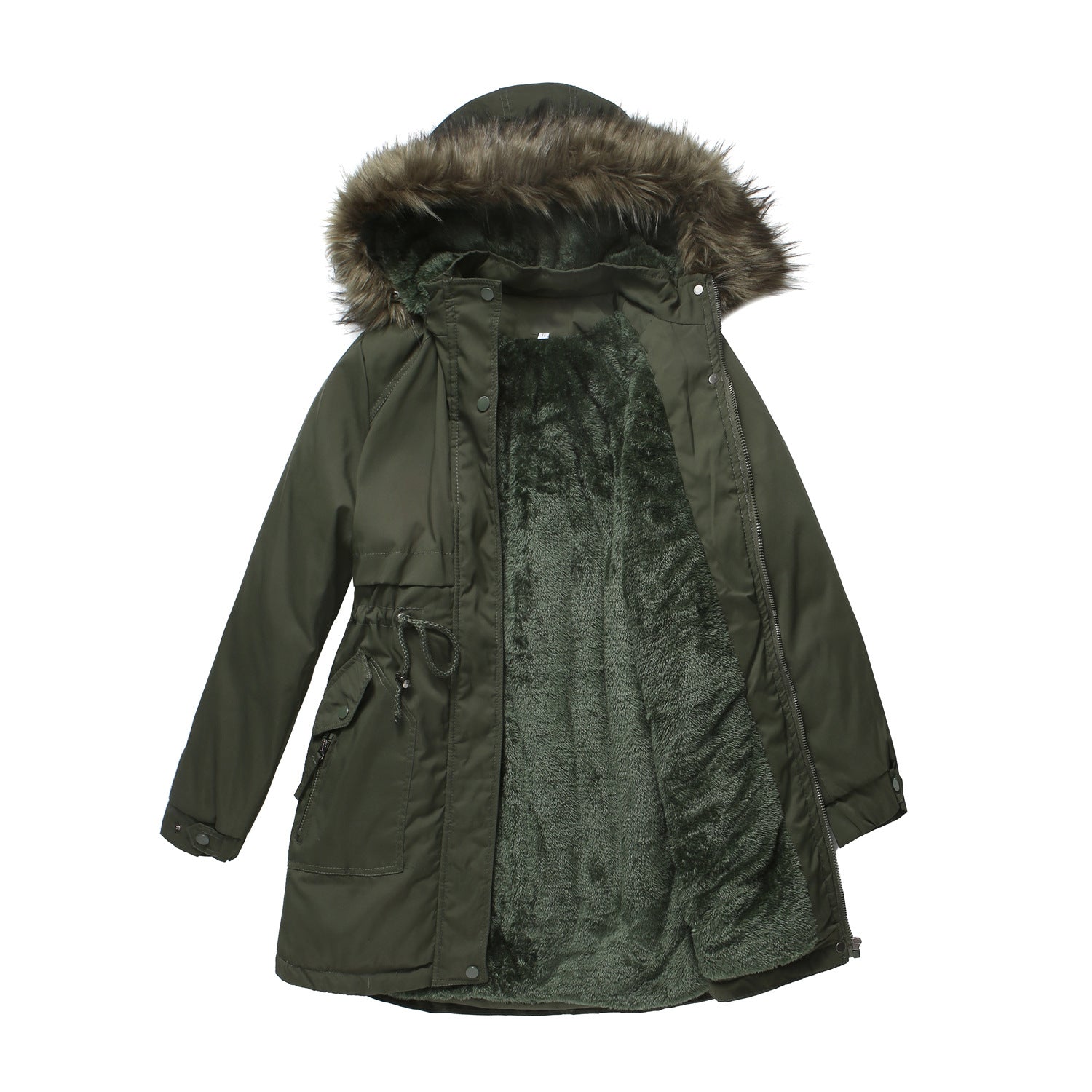 Steppparka mit abnehmbarem Pelzkragen