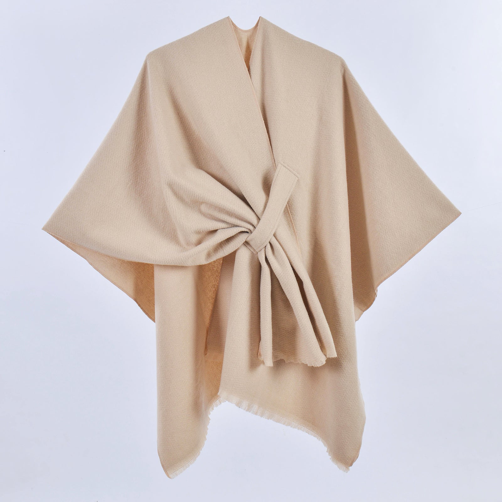Monochrome Tassel Strap Shawl Khaki