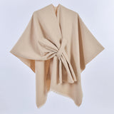 Monochrome Tassel Strap Shawl Khaki