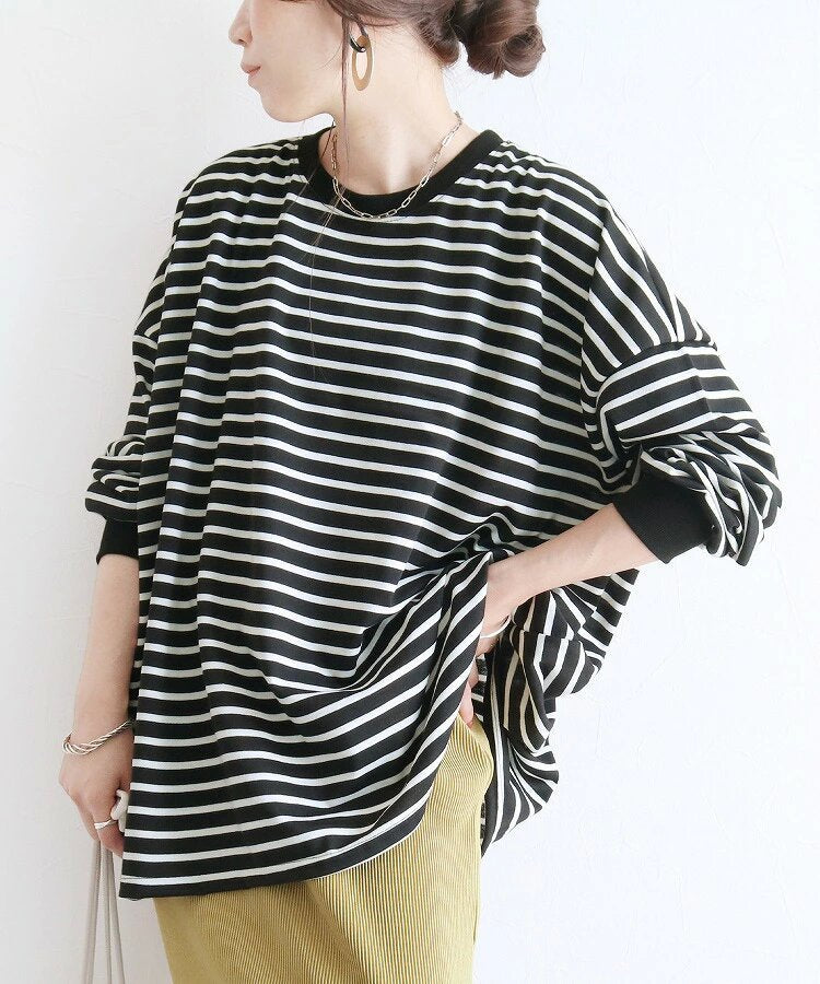 Sweat-shirt oversize en coton rayé pour femme