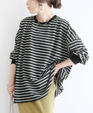Sweat-shirt oversize en coton rayé pour femme