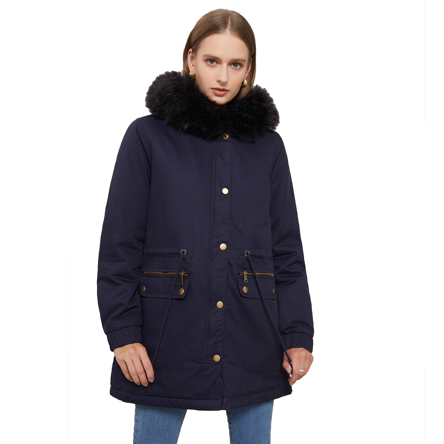 Fur Collar Hooded Winter Coat for Women