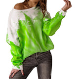 Bedrucktes, Batik-Sweatshirt mit langen Ärmeln und Rundhalsausschnitt für Damen