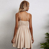 Lace-Up Bow Sleeveless Cotton Linen A-Line Dress – Short & Casual