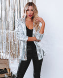 Sequin Collared Casual Loose Blazer