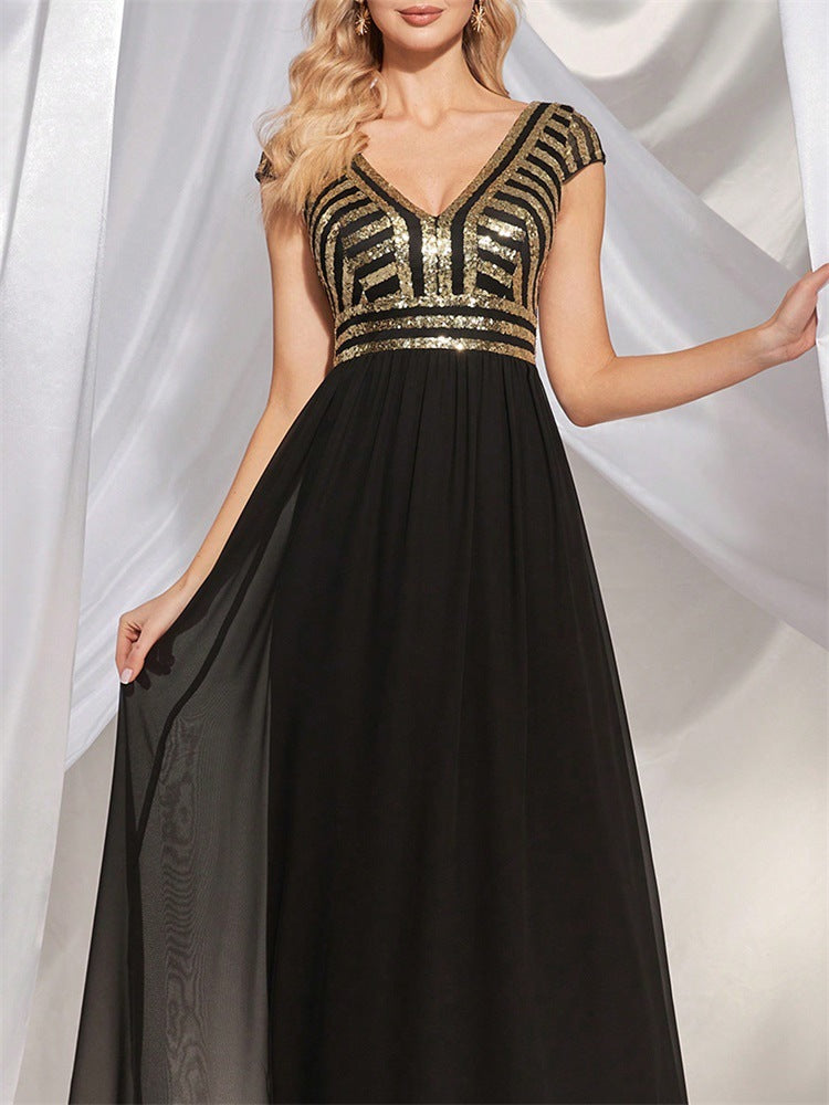 Grünes Maxi-Cocktailkleid mit Fischschwanzärmeln aus Chiffon