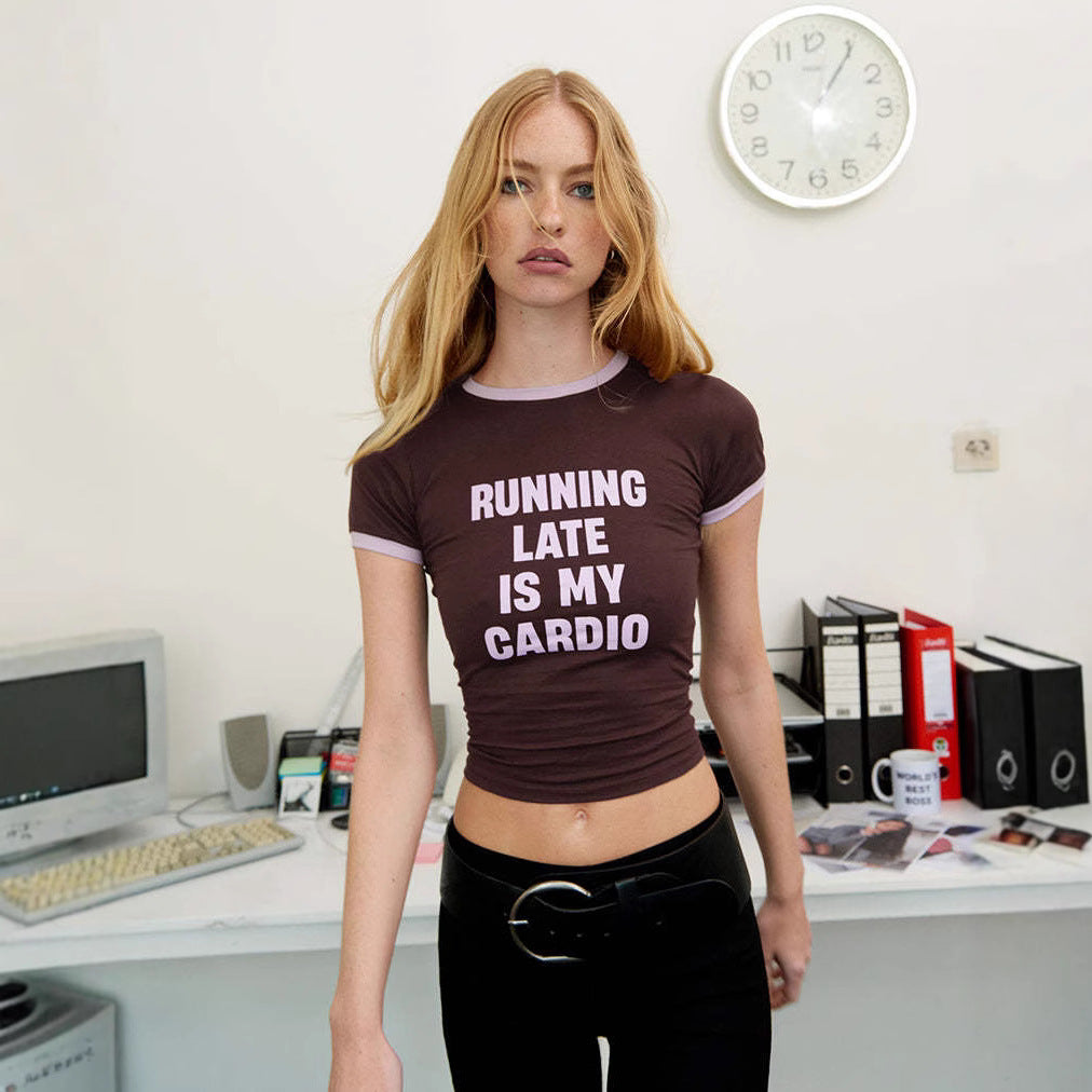 Street English Printed Slim Fit Short Sleeve Top