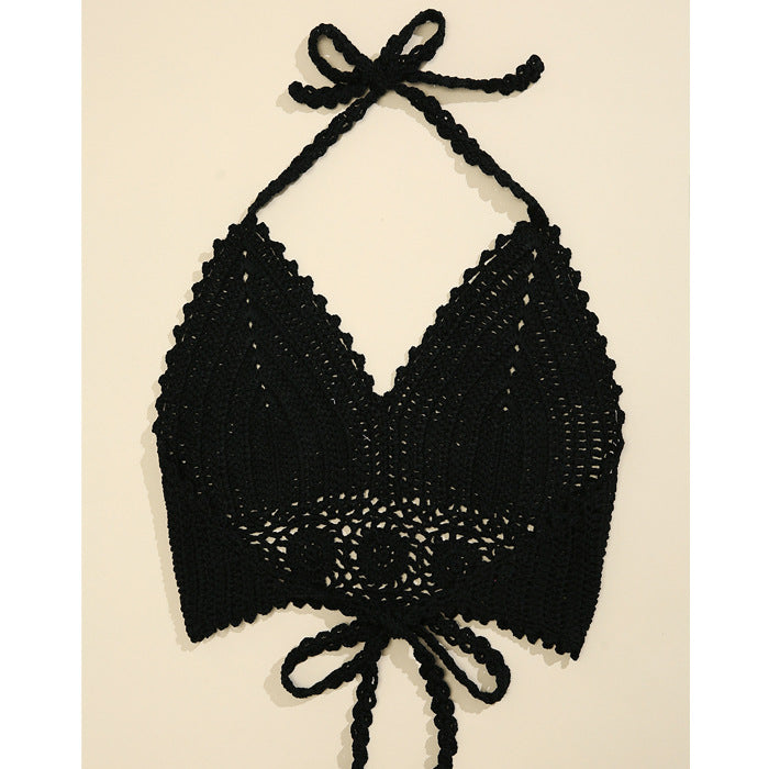 Handgehäkeltes Neckholder-Bikinioberteil mit freiem Rücken