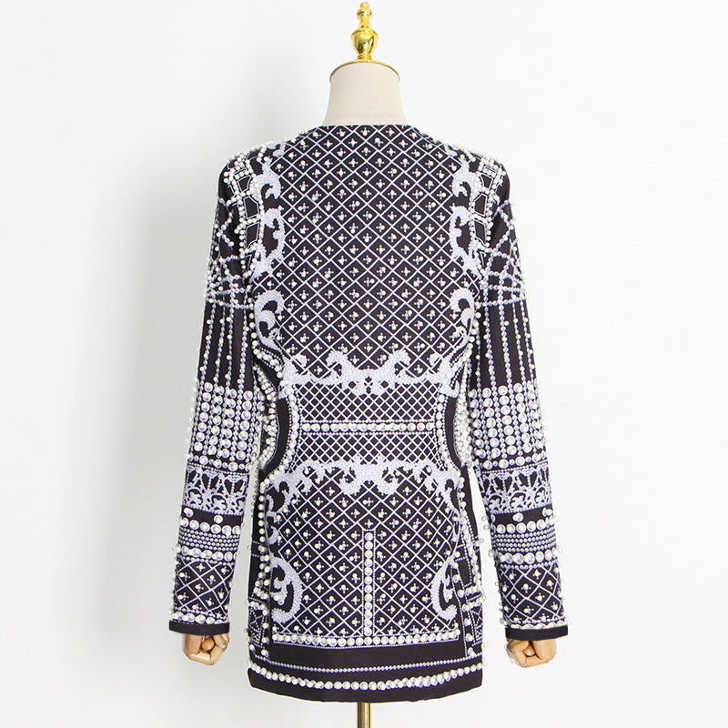 Blazer mit V-Ausschnitt und Bubble-Beads-Print