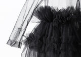 Robe à col tailleur asymétrique en tulle transparent