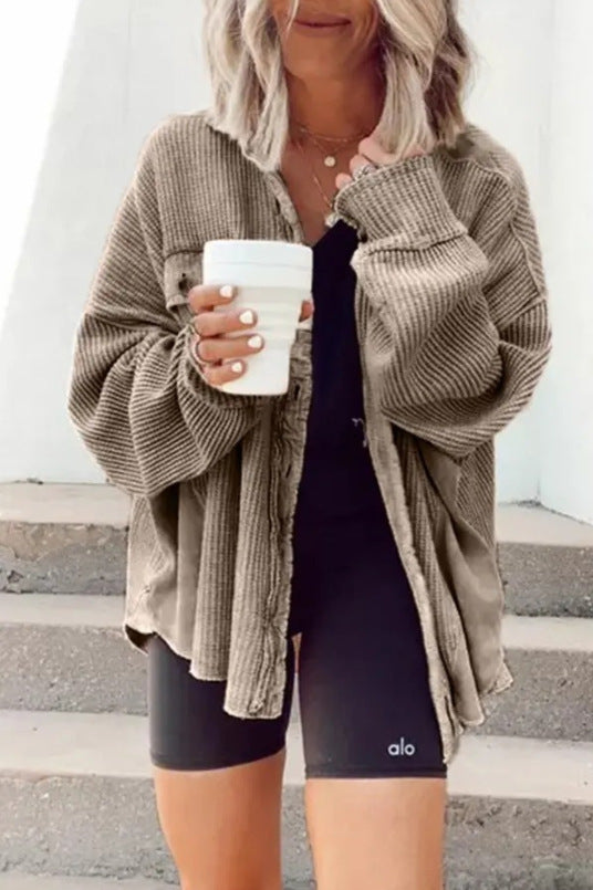 Asymmetrische Shacket mit Polokragen und Taschen