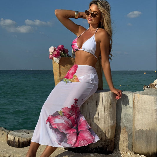 Ensemble bikini sexy en maille à imprimé floral