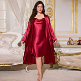 Silk V-Neck Suspender Pajama Set – Sexy Ice Silk Spring & Summer Sleepwear