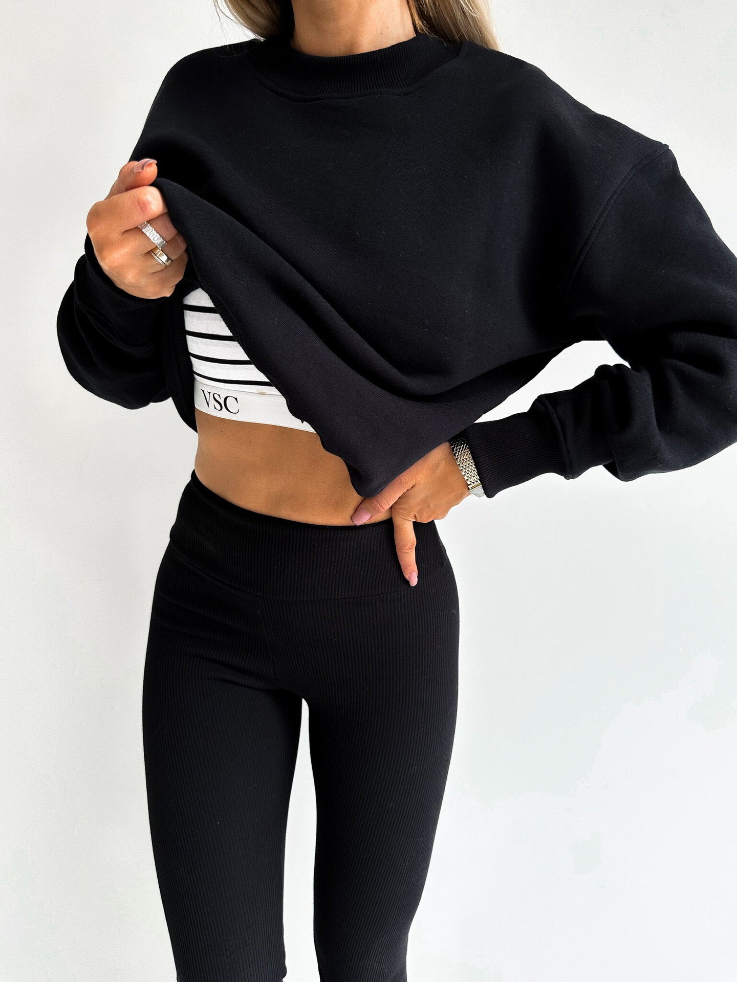 High Waist Vertical Striped Leggings