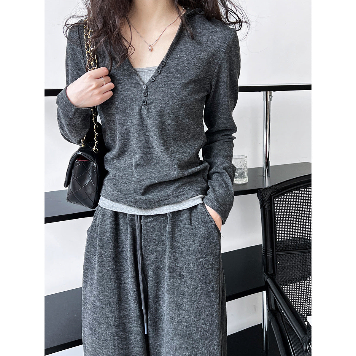 Hooded Sweater Wide Leg Pants Set