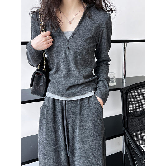 Hooded Sweater Wide Leg Pants Set