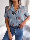 Elegante Bluse mit Federbesatz und lockerer Passform – Damenhemd