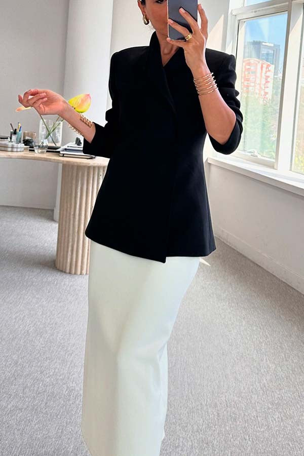 Satin Single Breasted Long Sleeve Coat