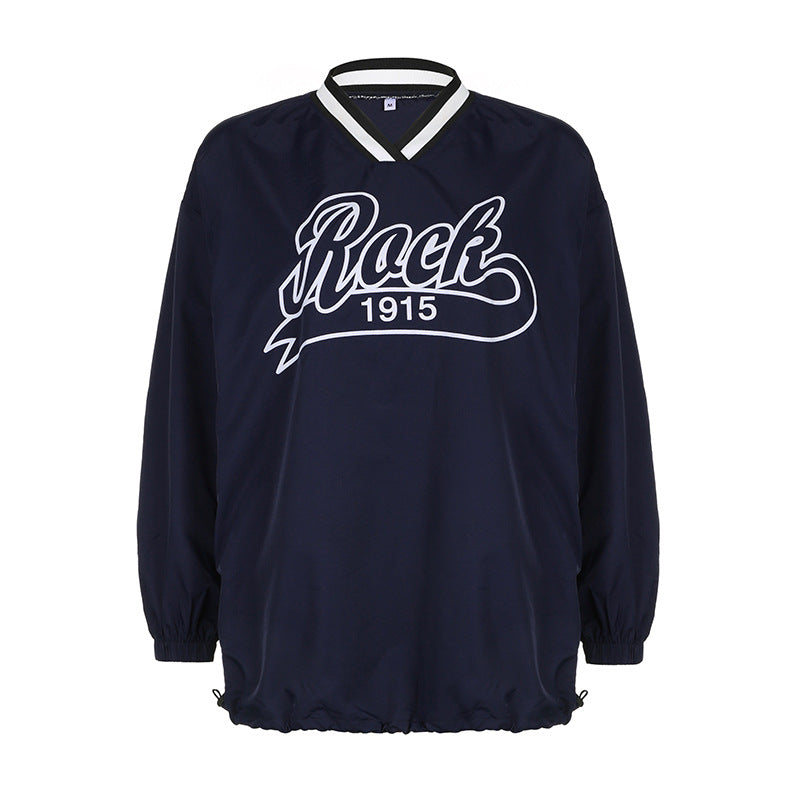 Contrast Letter Print Mid-Length Hoodie