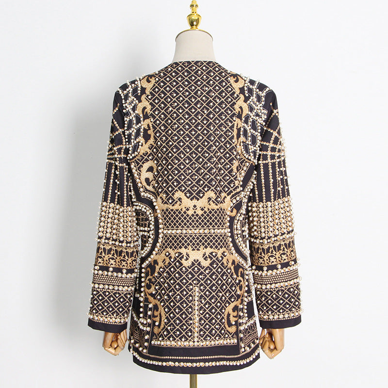 Blazer mit V-Ausschnitt und Bubble-Beads-Print