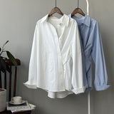 Irregular Asymmetric Side Slit Button Shirt for Women