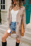 Mid-Length Five-Pointed Star Knitted Cardigan
