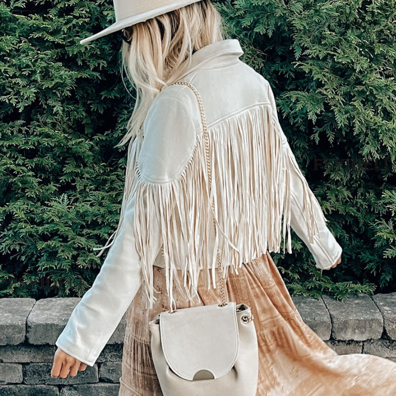 Schicke Wildlederjacke mit Quaste für Damen