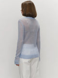 Thin Sweater Blouse Women’s Round Neck See-Through Basic Knitwear in Candy Colors