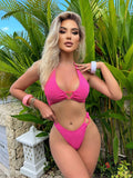 Maillot de bain bikini dos nu avec détails en anneau