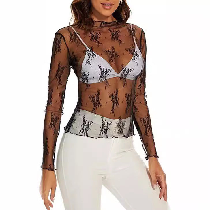 Long Sleeve Slim Lace Pullover Sun-Proof Base Layer