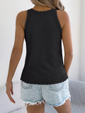 Haut en tricot sans manches ajouré de couleur unie pour femme