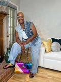 Jeansweste mit Perlen-Patchwork