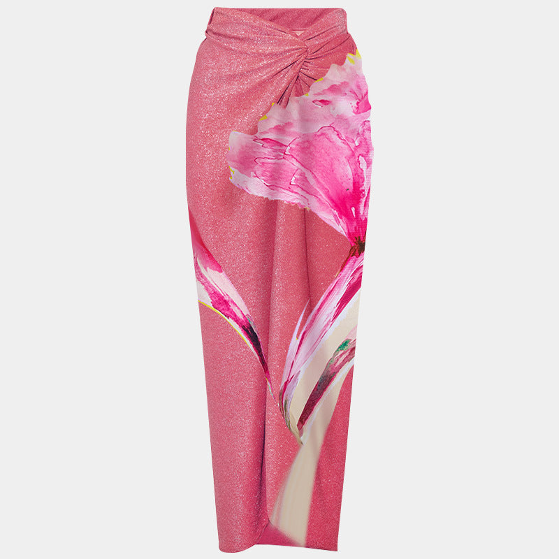 Schlankmachendes Badeanzugkleid mit großem Blumendruck