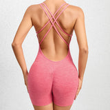 Pantalon de yoga plissé pêche pour femme