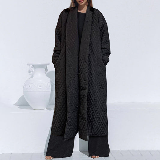 Manteau matelassé en coton à boutonnage simple pour femme