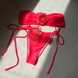 Bikini tube couleur unie rose