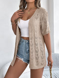 Cardigan tricoté à manches courtes et découpes HollowOut