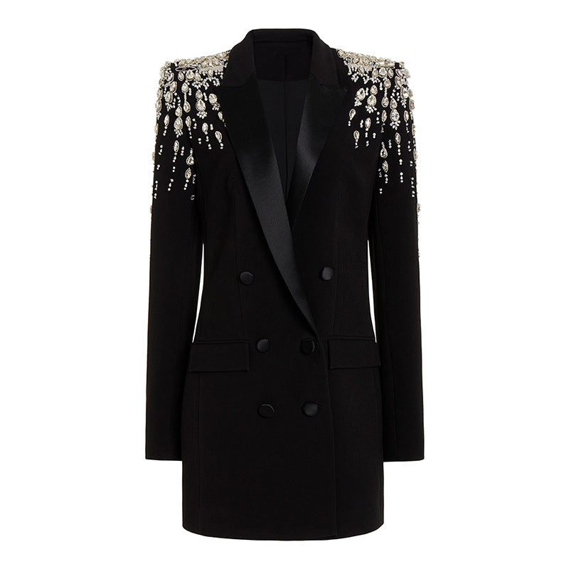 Handmade Beaded Diamond Long Blazer