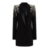 Handmade Beaded Diamond Long Blazer